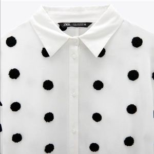 Zara Polka Dot (fussy) white button up shirt.